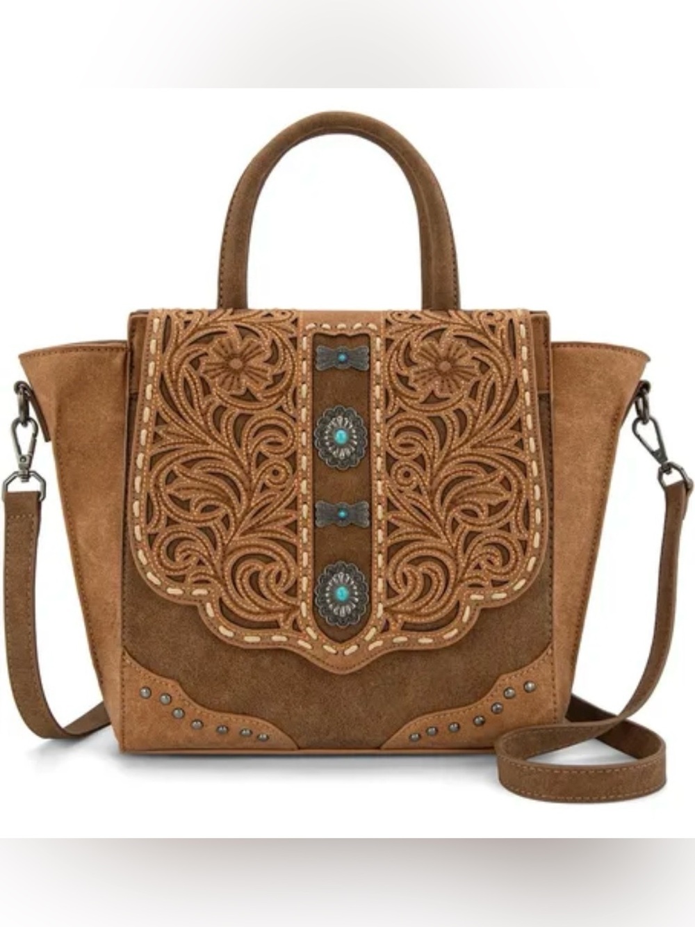 Montana West Brown Tooled Crossbody Bag Handbag NWT